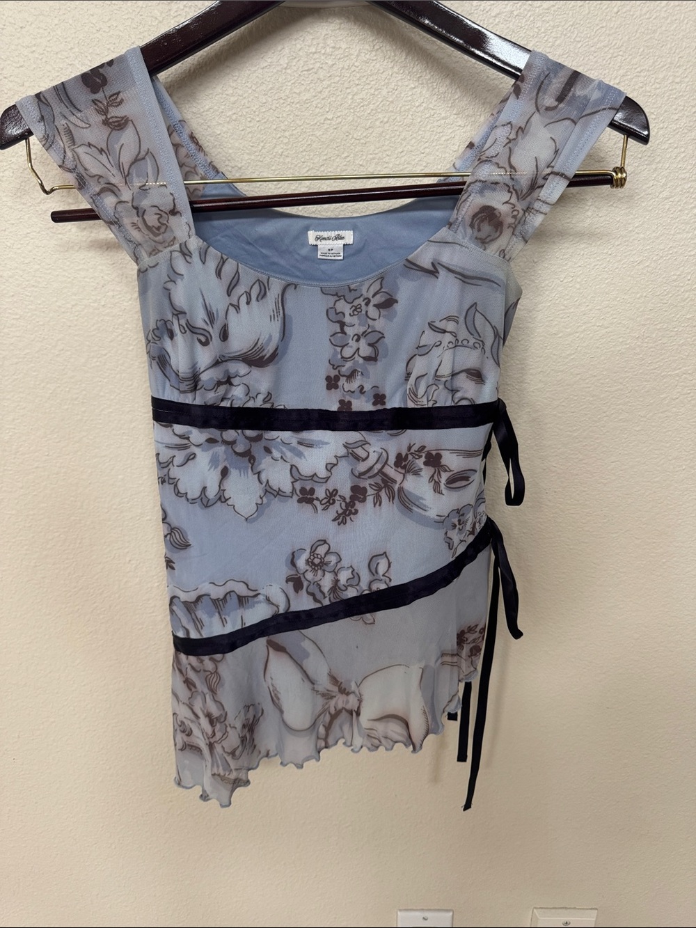 Kimchi Blue Powder Blue Floral Sheer Side-Tie Camisole